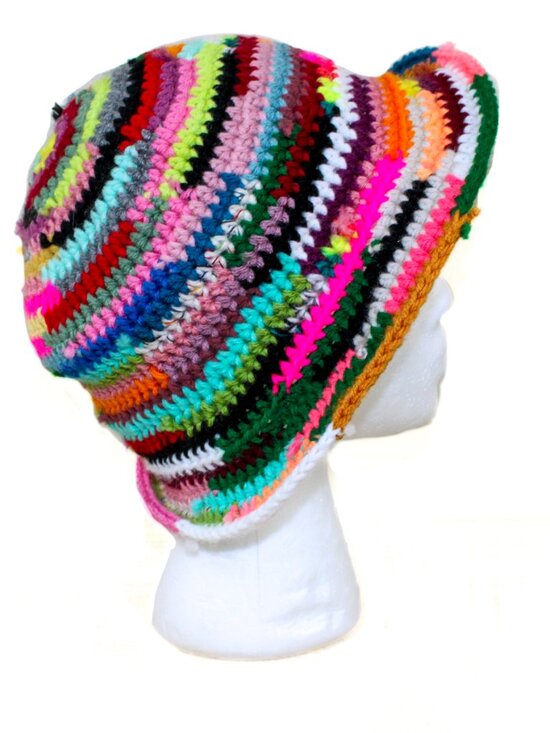 NWT Handmade Crochet Bucket Hat Adult Colorful Festival Summer Bold Rave Y2k main image 4